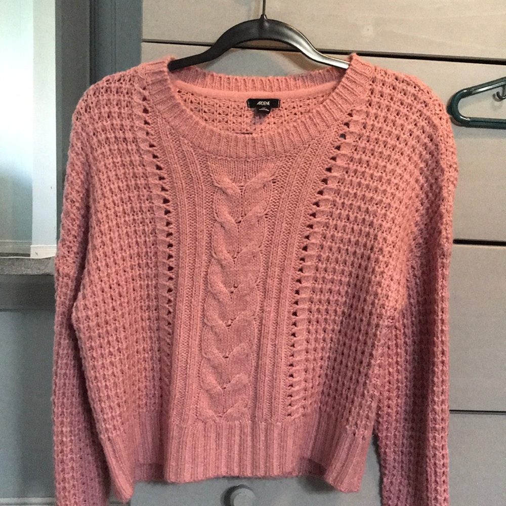 comfy light pink knit sweater
